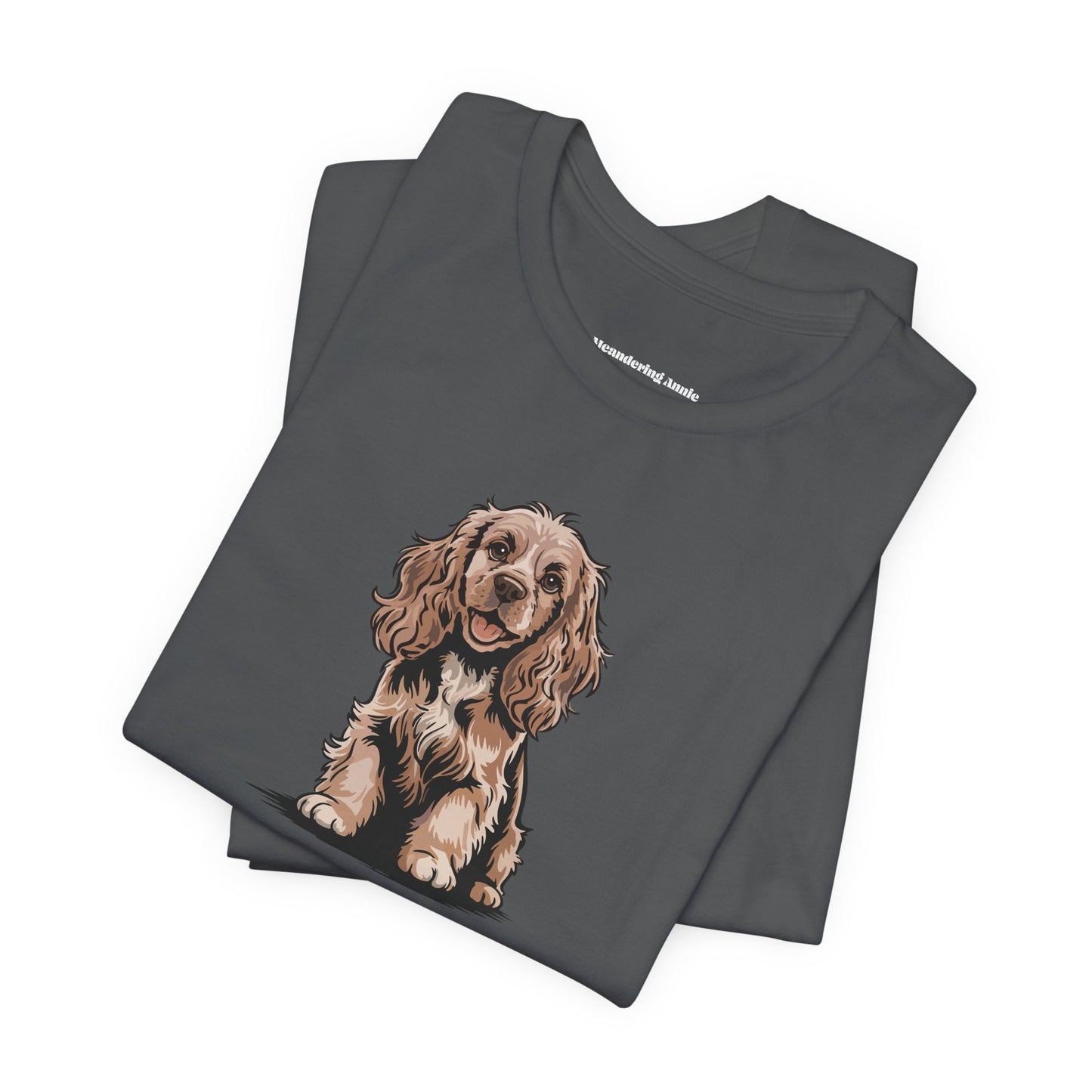 Cocker Spaniel Dog Illustration Tee | Cute Puppy Dogs Graphic T-Shirt, Cotton Pet Owner Shirts