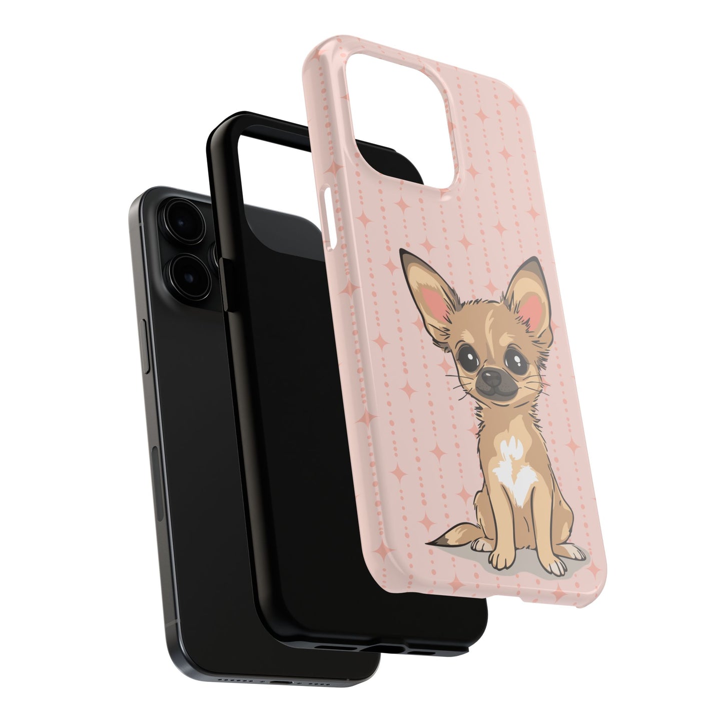 Tan Chihuahua Puppy Dog Phone Case, Tough Phone Cases Pet Dogs Retro Pink Pattern