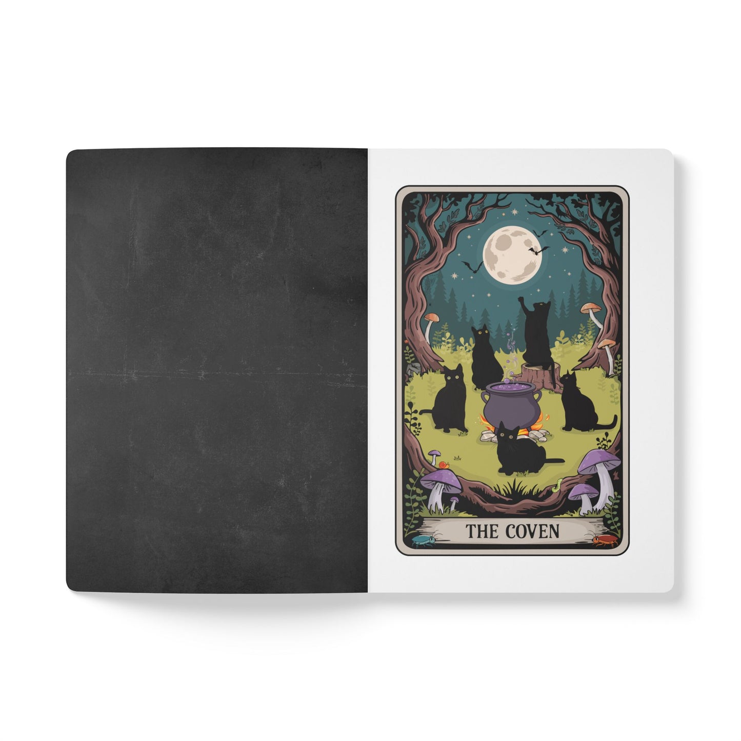 Mystical Black Cat Journal - The Coven Tarot Card Design Witch Journals, Spell Book, Gift for Cat Lovers, Spooky Halloween Notebook