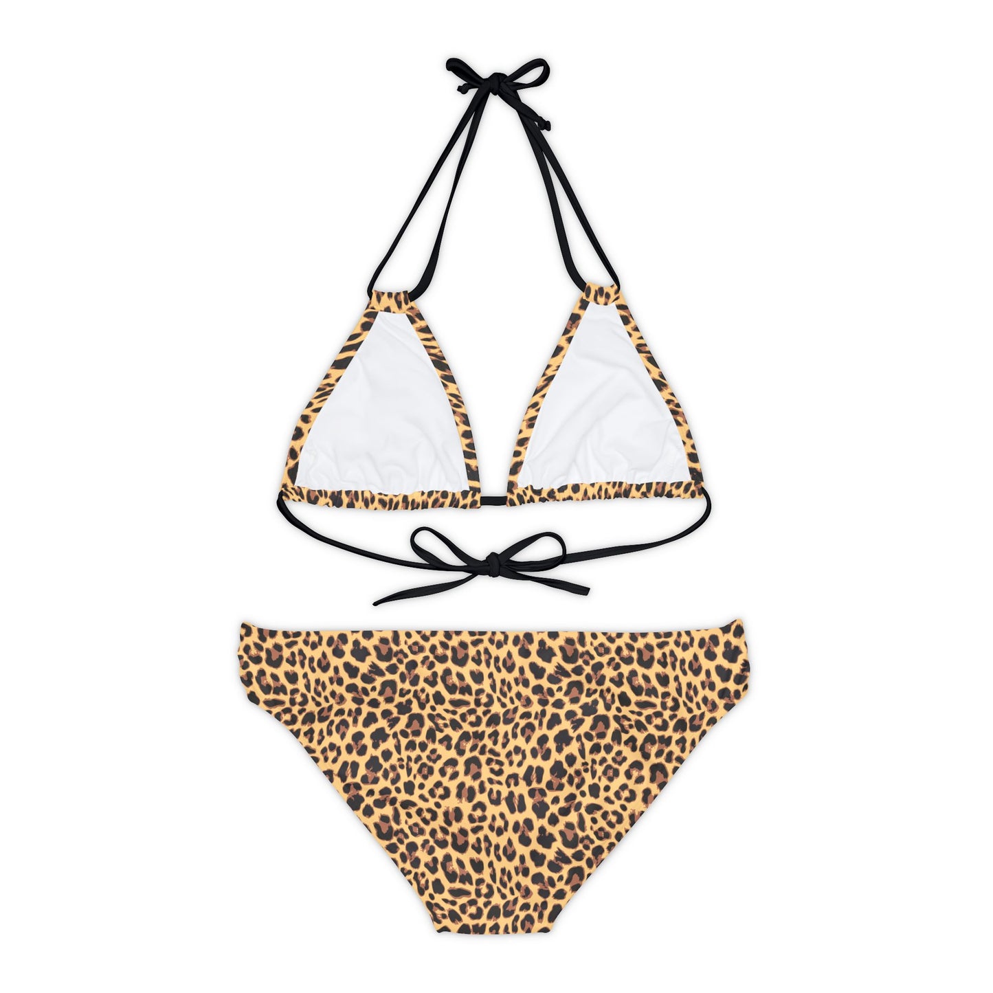 Leopard Print Strappy Bikini Set 2 Piece Top and Bottom Swimsuit with Cheetah Animal Print Women's Swimwear