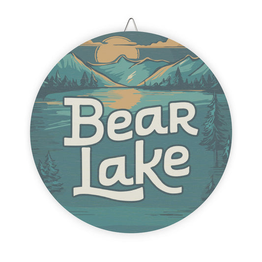 Bear Lake Mountain Scene Wood Art Print Sign - Utah Idaho Vacation Travel Wood Art Home Decor