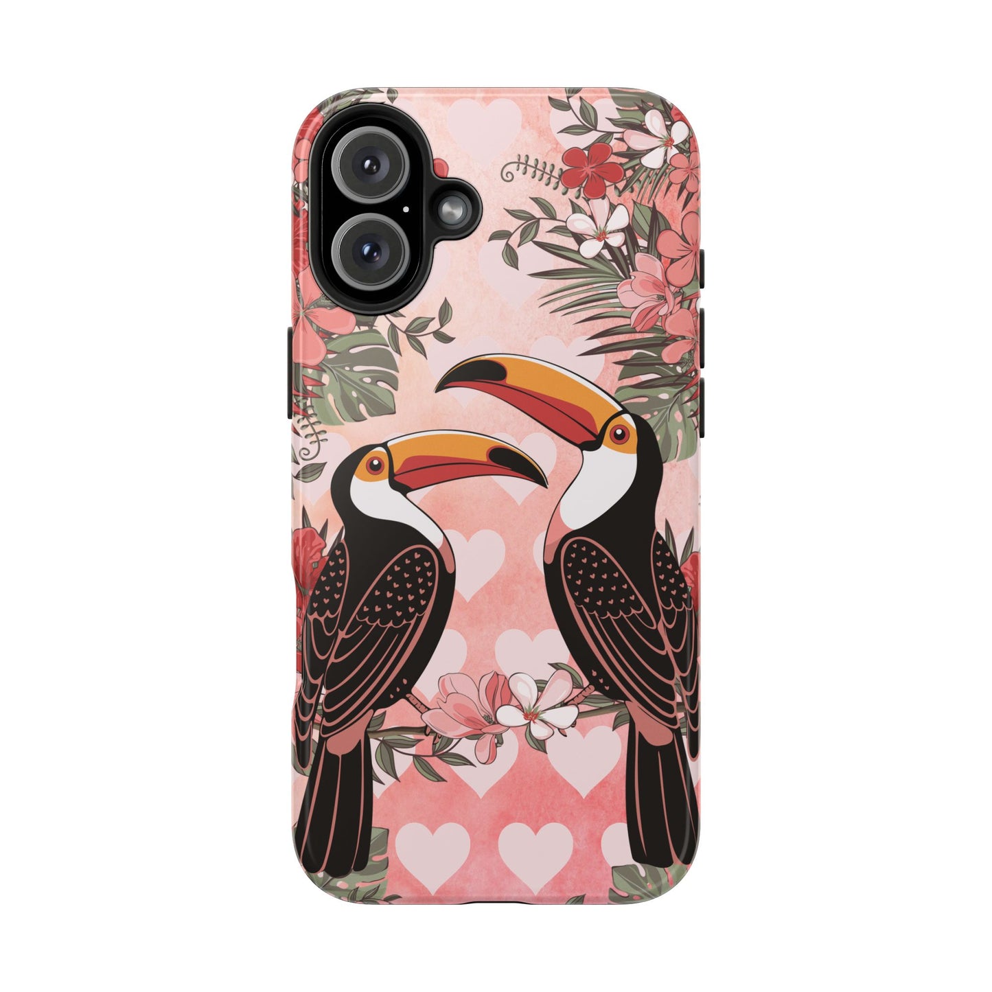 Toucan Tropical Love Birds Phone Case | Tropic Toucans Floral Hearts Art Cell Phone Cases