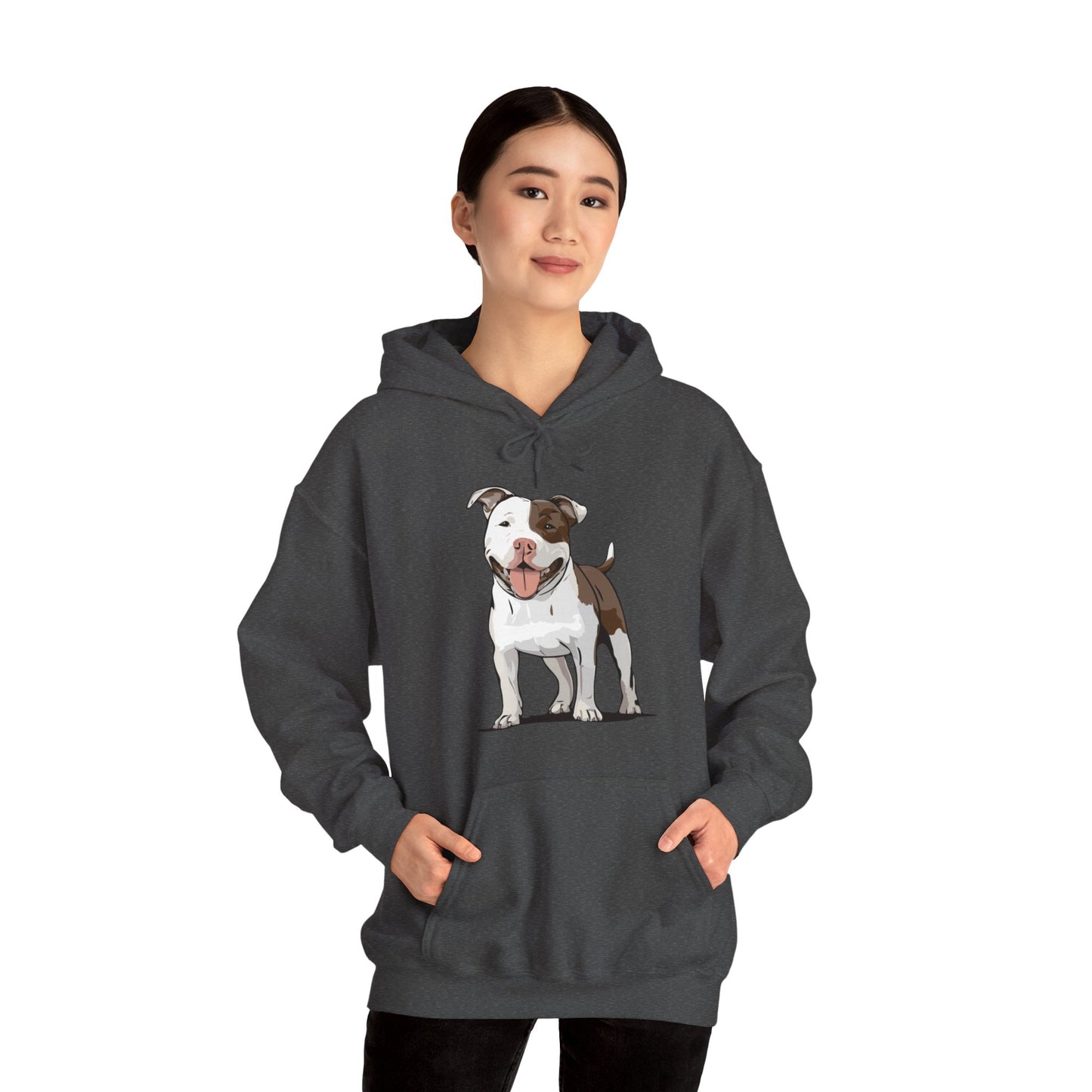 Ollie Dog Pulliver Hoodie Unisex Heavy Blend Hooded Sweatshirt with Pit Bull Dog Pet Design