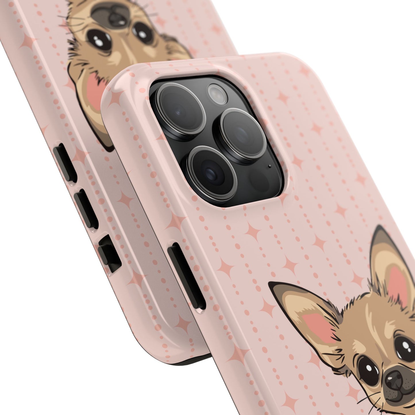 Tan Chihuahua Puppy Dog Phone Case, Tough Phone Cases Pet Dogs Retro Pink Pattern