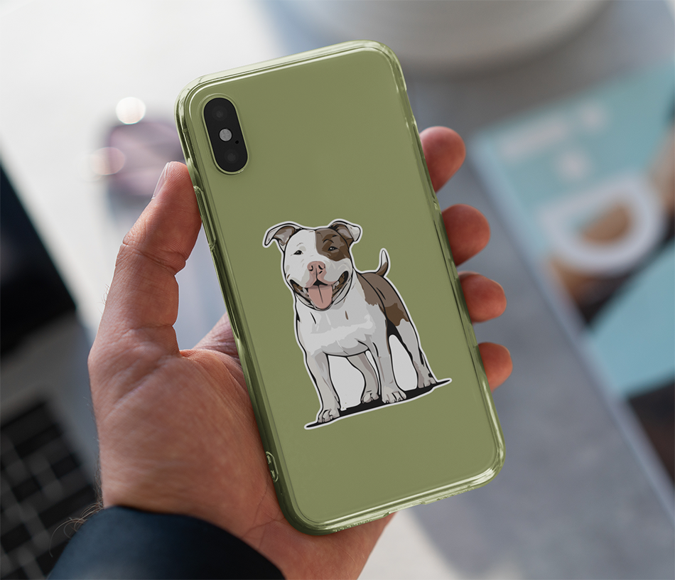 Pit Bull Terrier Dog Sticker - 3" Pitbull Vinyl Decal Stickers White & Brown Dogs Waterproof Pittie Decals
