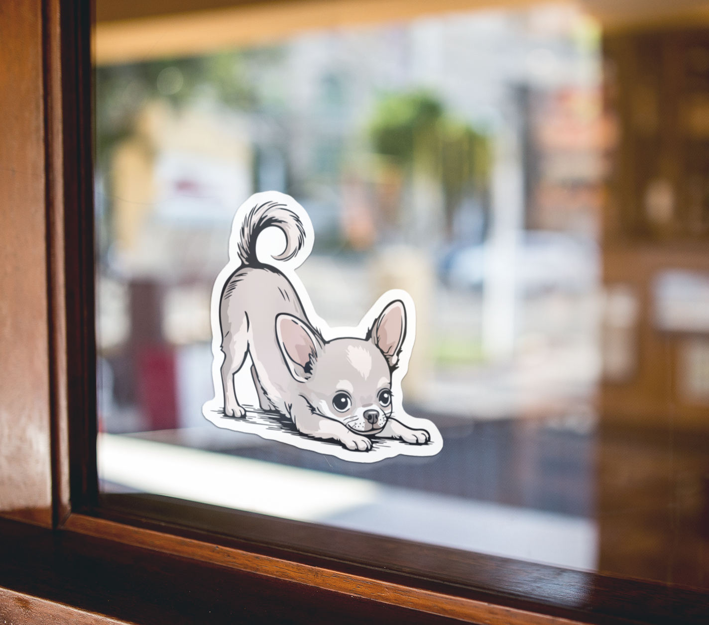 3" Playful Chihuahua Puppy Sticker - Downward Dog Stretching Chihuahuas Waterproof Vinyl Decal Stickers
