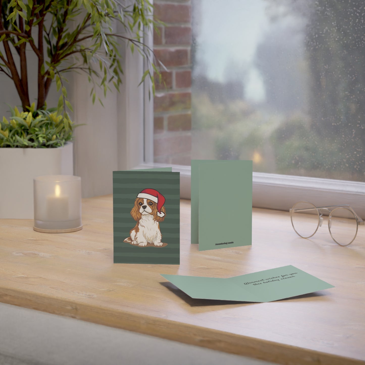 Christmas Cavalier King Charles Spaniel Dog Greeting Cards, Holiday Card 10, 30, 50 Pack + Envelopes
