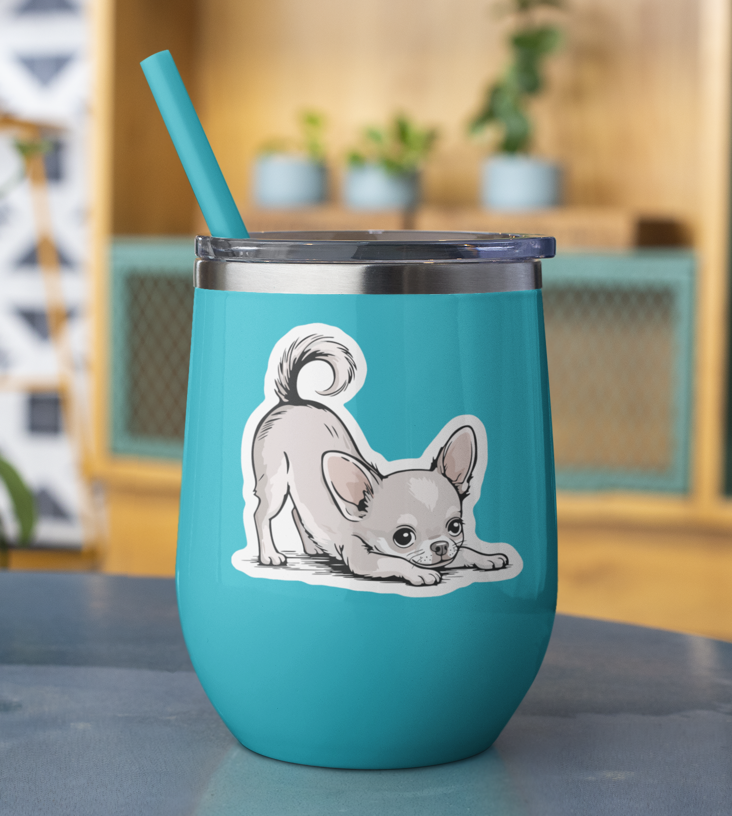 3" Playful Chihuahua Puppy Sticker - Downward Dog Stretching Chihuahuas Waterproof Vinyl Decal Stickers