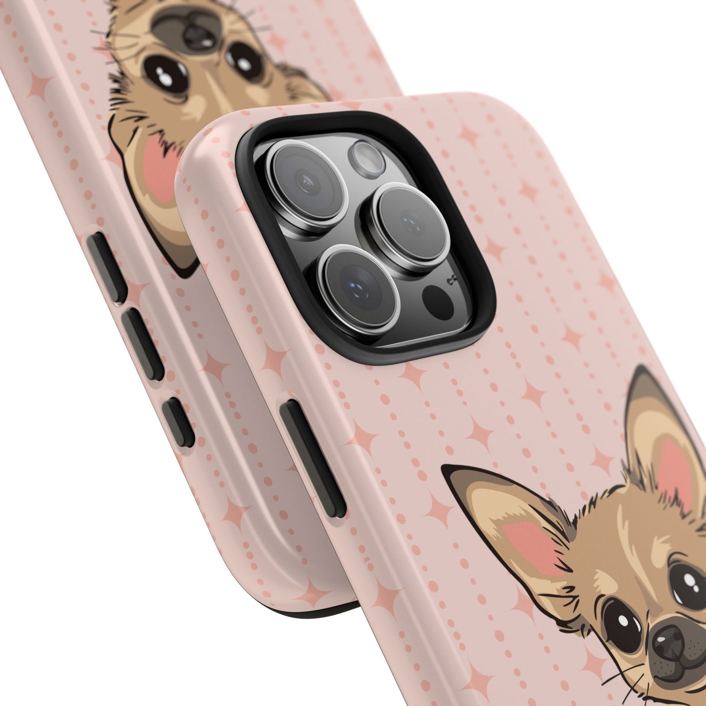 Tan Chihuahua Puppy Dog Phone Case, Tough Phone Cases Pet Dogs Retro Pink Pattern