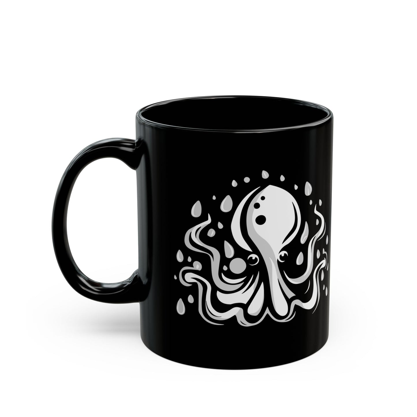 Elusive Octopus Sea Animal Black Ceramic Coffee Tea Mug 11oz - Coffee Cup with Octopus Design