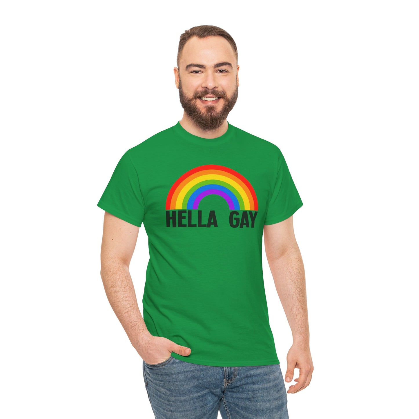 Hella Gay Rainbow Pride T-shirt Unisex Heavy Cotton Tee LGBTQIA+ Mens Womens Cotton Tee