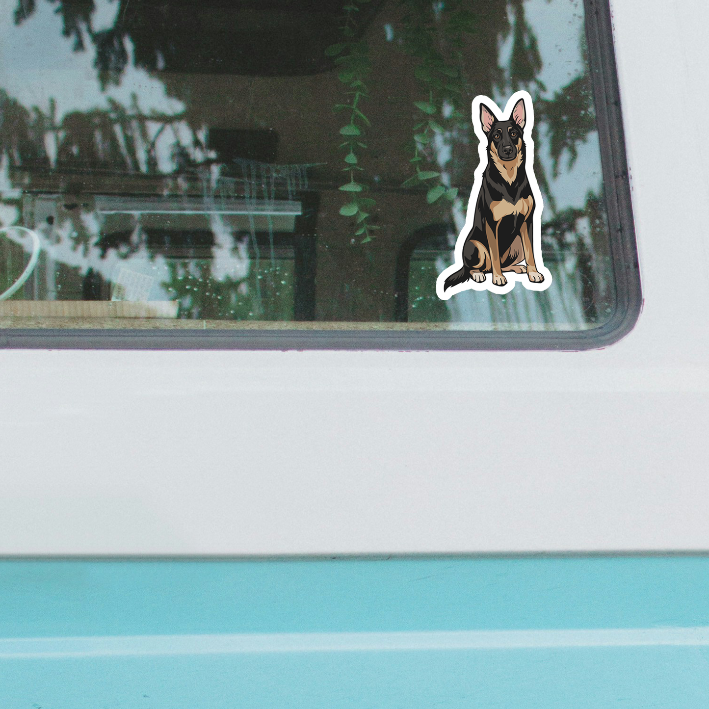 Buddy German Shepherd Dog Sticker - Vinyl Decal Stickers Black Brown Puppy Dogs Design Waterproof Cute Pup Pet Decals