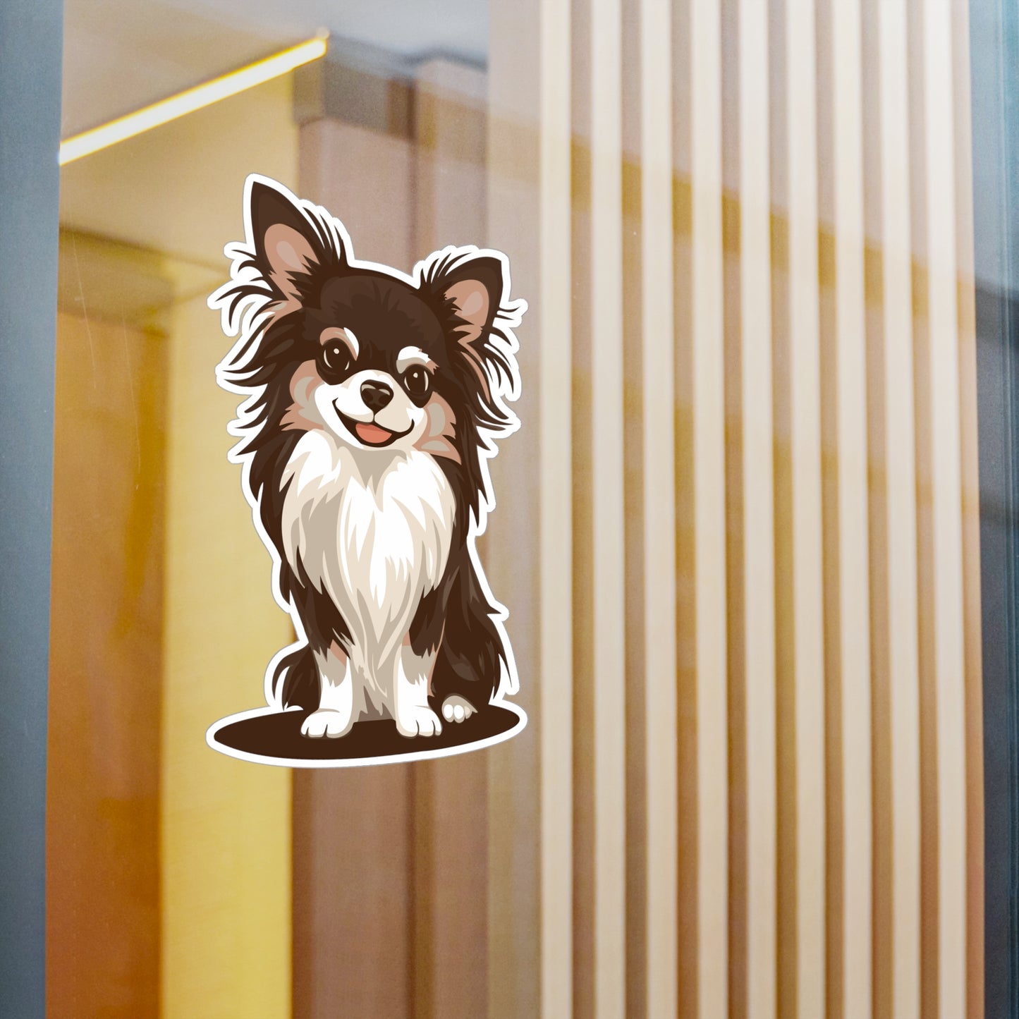 Long Haired Chihuahua Dog Pet Vinyl Decal Sticker - Waterproof Kiss-Cut Vinyl Decals