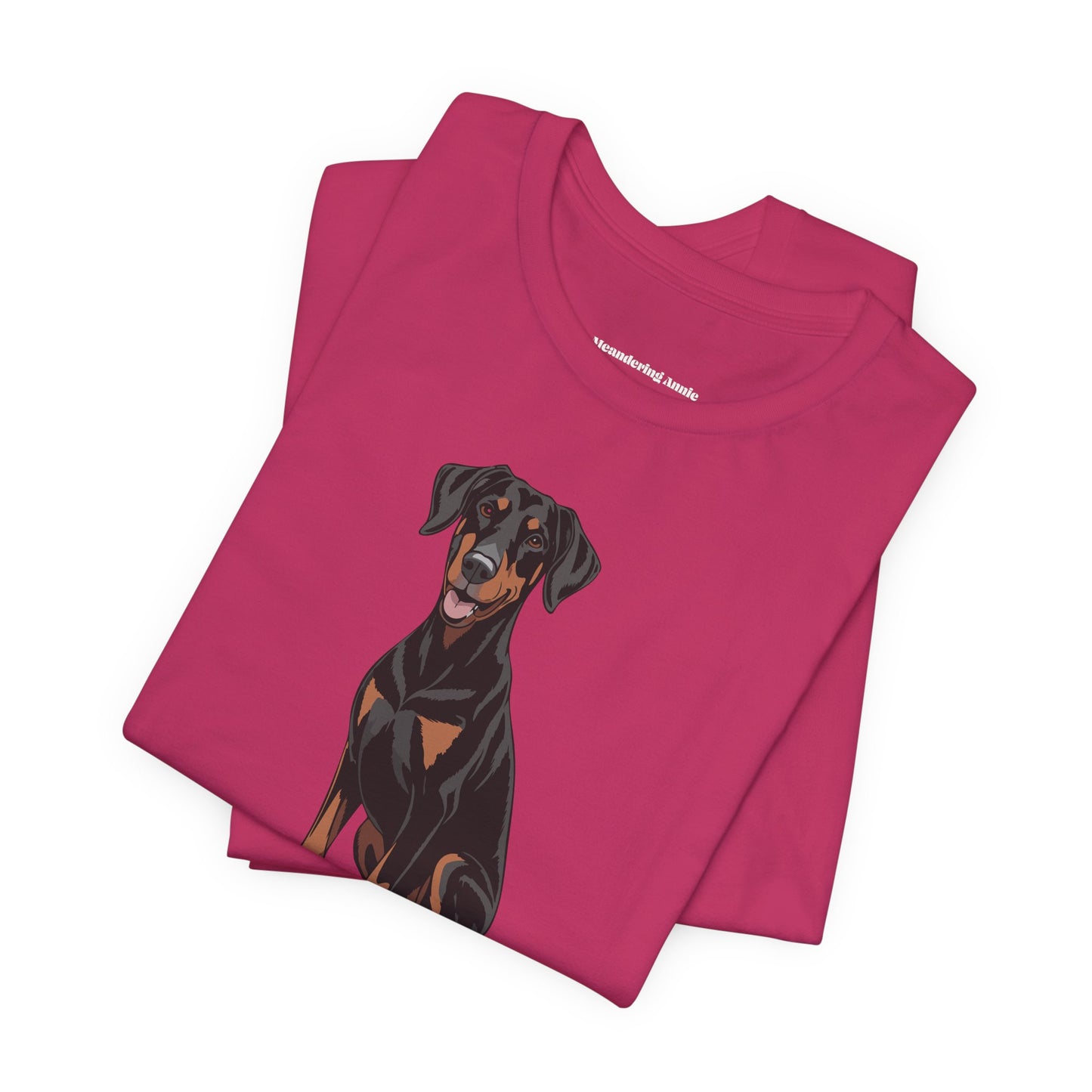 Doberman Pinscher Dogs T-shirt, Black Dobermans Puppy Dog Unisex Short Sleeve Cotton Tee