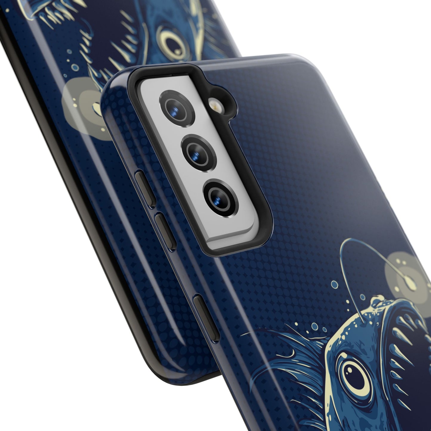 Deep Sea Anglerfish Cell Phone Case, Angler Fish Nautical Dark Ocean Marine Life Tough Phone Cases