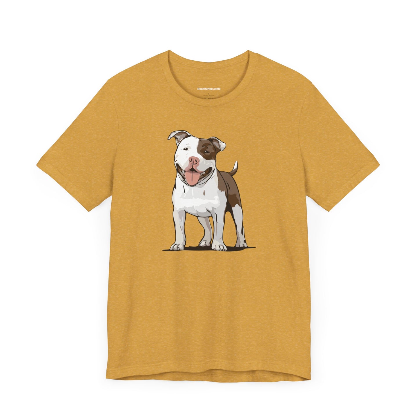 Ollie Dog T-shirt Mens Womens Unisex Jersey Cotton Short Sleeve Tee with Pitbull Dog Pet Design