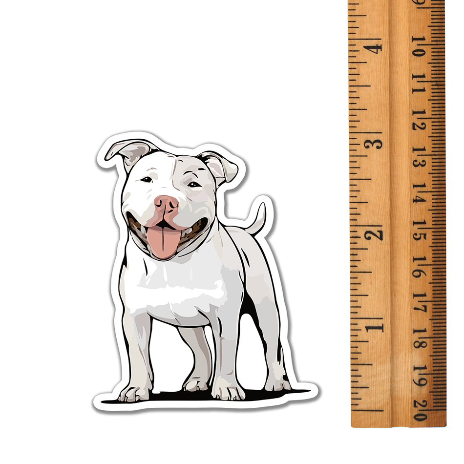Pit Bull Terrier Dog Sticker - 3" White Pitbull Vinyl Decal Stickers Puppy Dogs Design Waterproof Cute Pittie Pup Pet Decals
