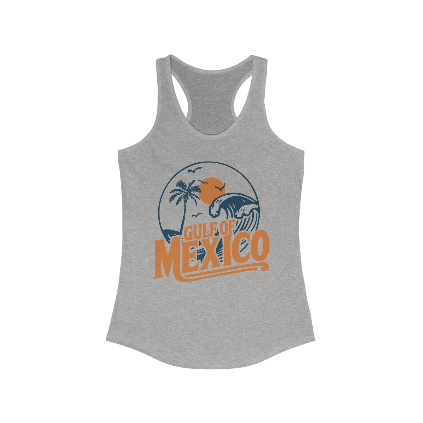 Gulf of Mexico Ladies Racerback Tank Top, Retro Beachwear, Summer Style, Vacation Sleeveless Top, Travel Shirt, Gift for Ocean Lovers