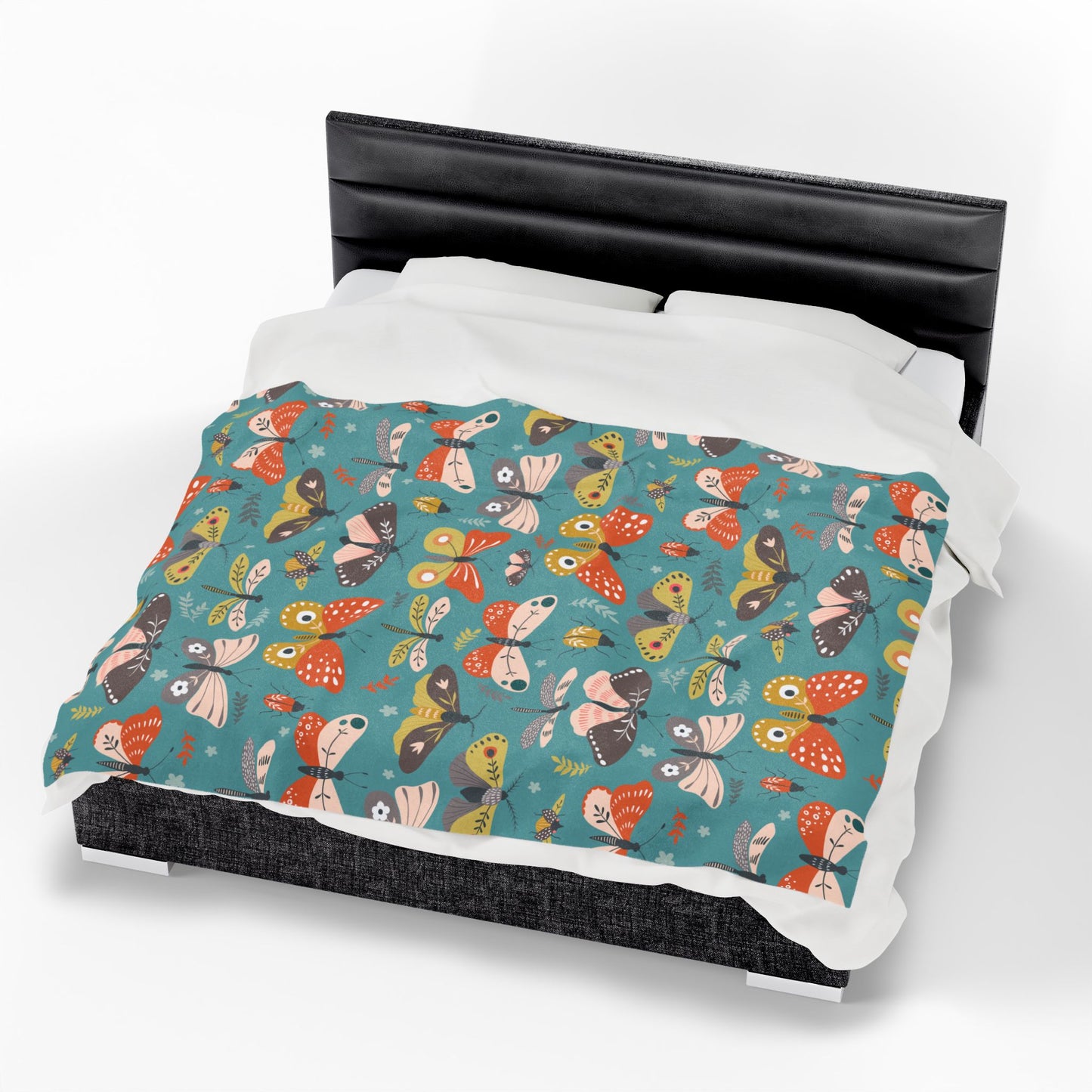 Flutter Frolic Moth, Butterfly, Dragonfly, Bugs Velveteen Plush Blanket, Thow Blankets Bedding Home Bedroom Decor