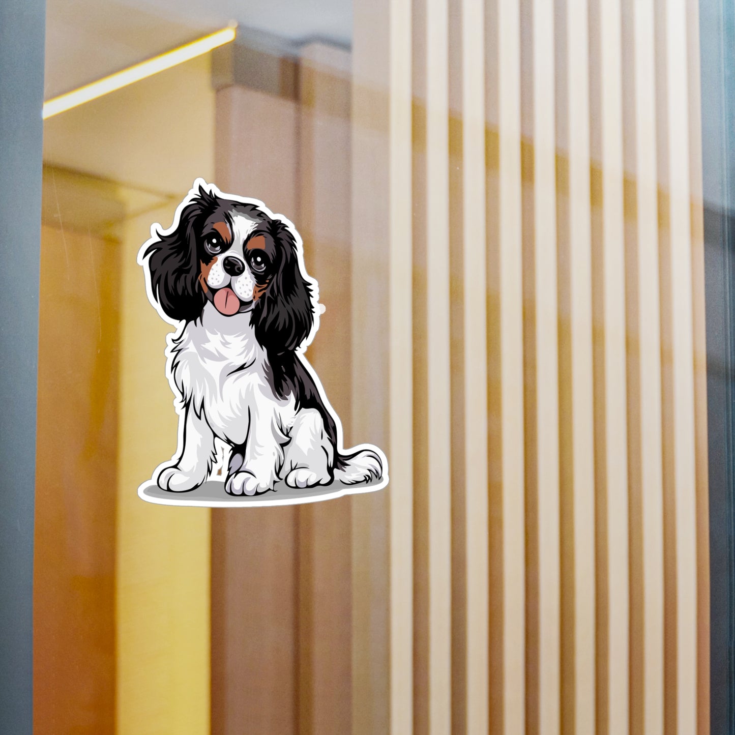 Charlie  Cavalier King Charles Spaniel Dog Vinyl Sticker Kiss-Cut Vinyl Decals with Pet Dog Cavalier Puppy Print