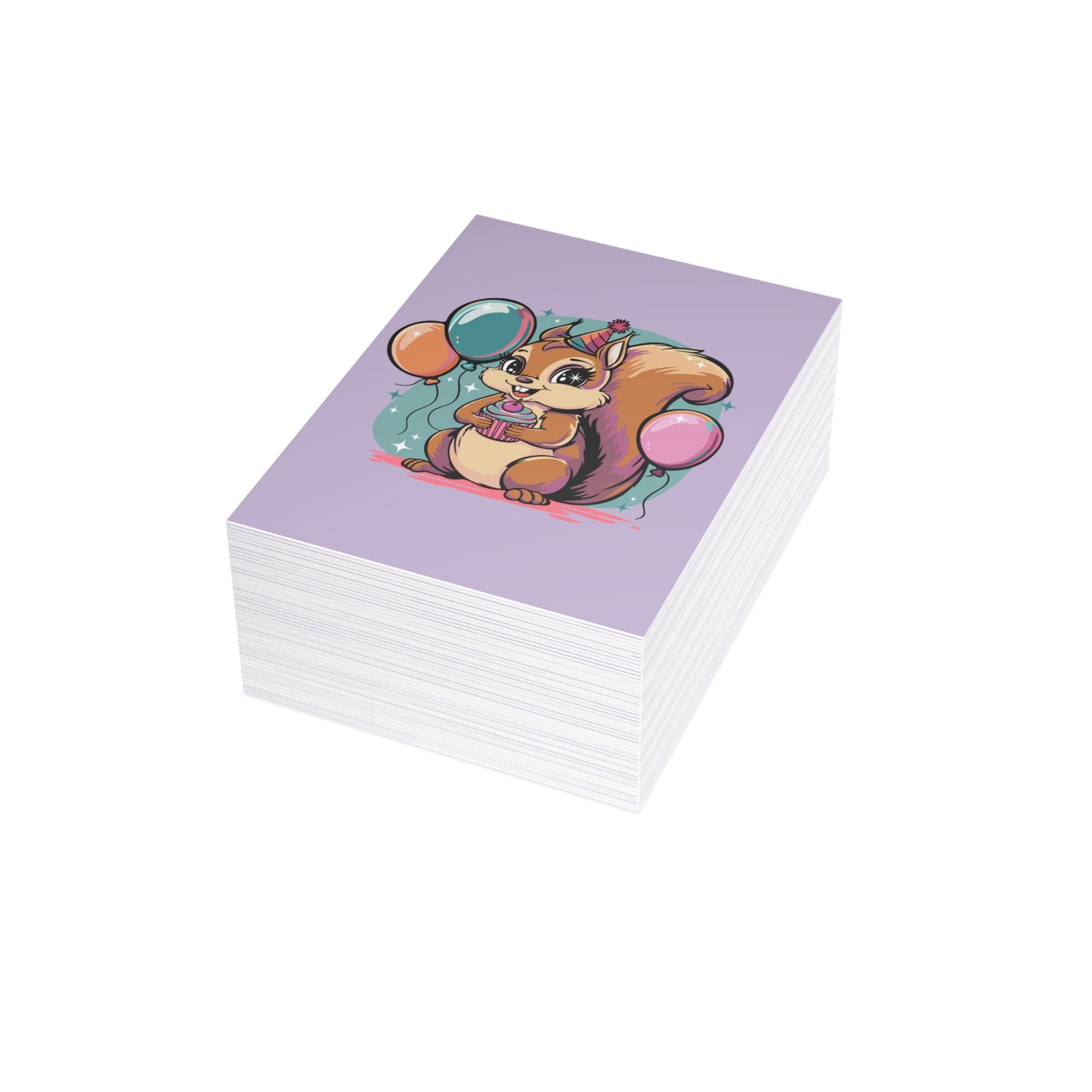 Birthday Party Squirrel Greeting Cards - Cute Bday Squirrels Design, Celebration Card, Fun Gifts, 1-50 Pack With Envelopes