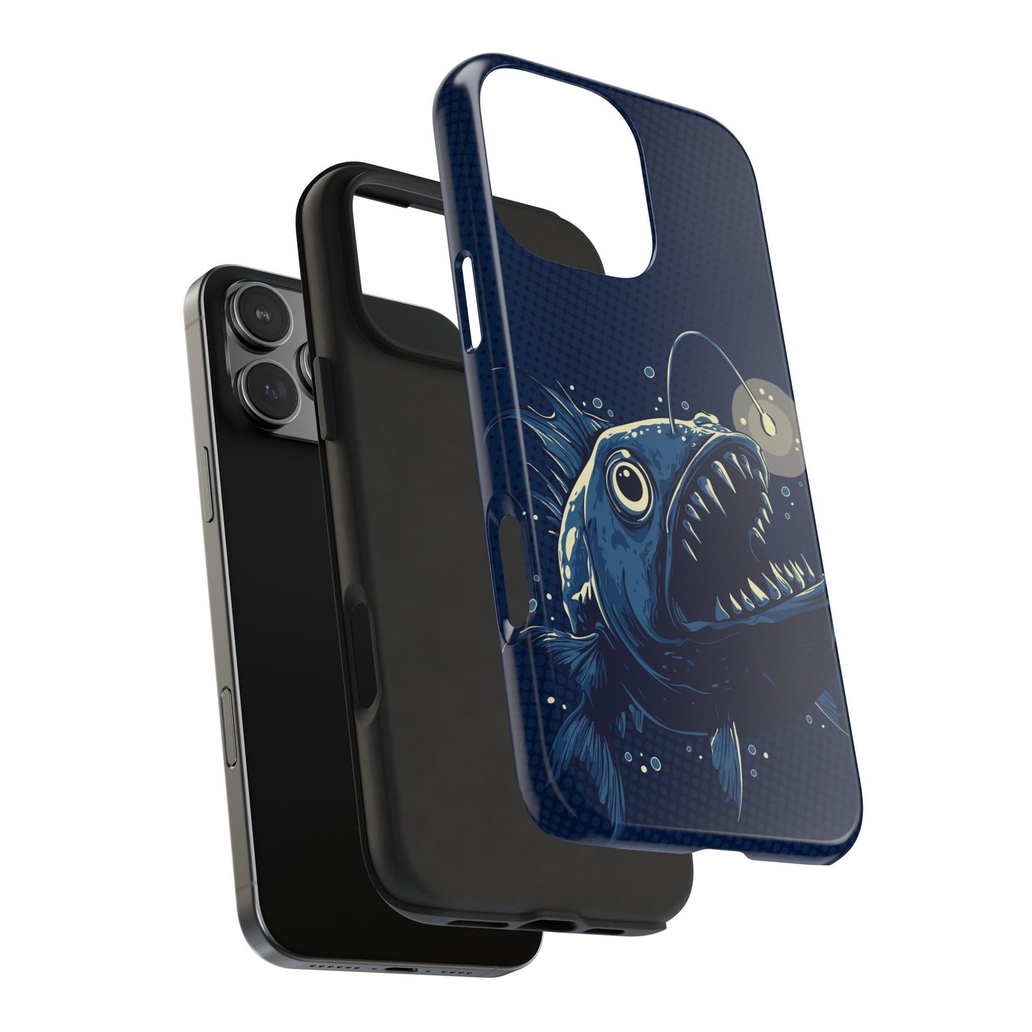 Deep Sea Anglerfish Cell Phone Case, Angler Fish Nautical Dark Ocean Marine Life Tough Phone Cases