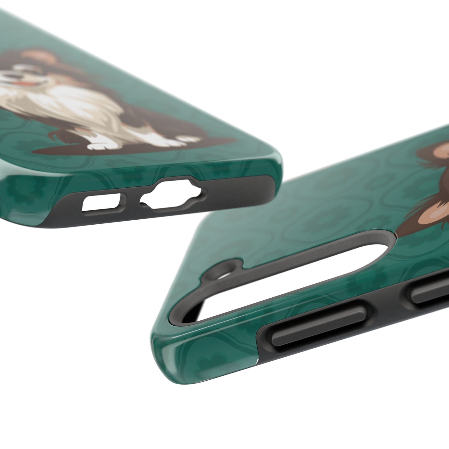 Long Haired Chihuahua Dog Phone Case, Tough Phone Cases Pet Dogs Teal Pattern