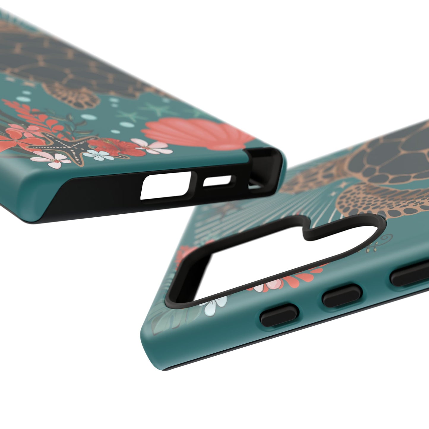 Sea Turtle Illustration Phone Case | Ocean Turtles Coral Floral Pattern Cell Phone Cases - Iphone, Google Pixel, Samsung - Matte Finish