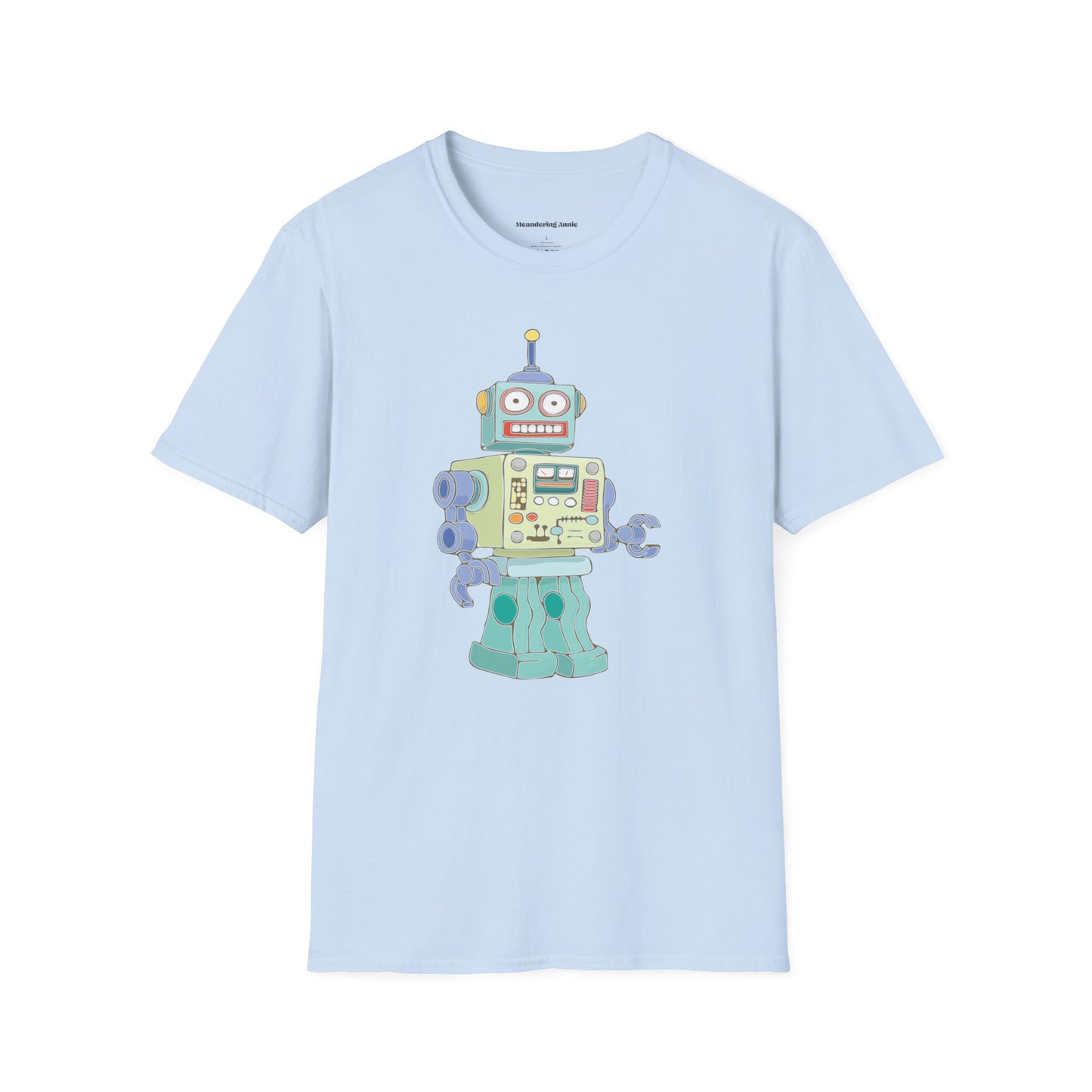 Robot Soft T-shirt Unisex Mens Womens Softstyle Tee with Fun Robots Design