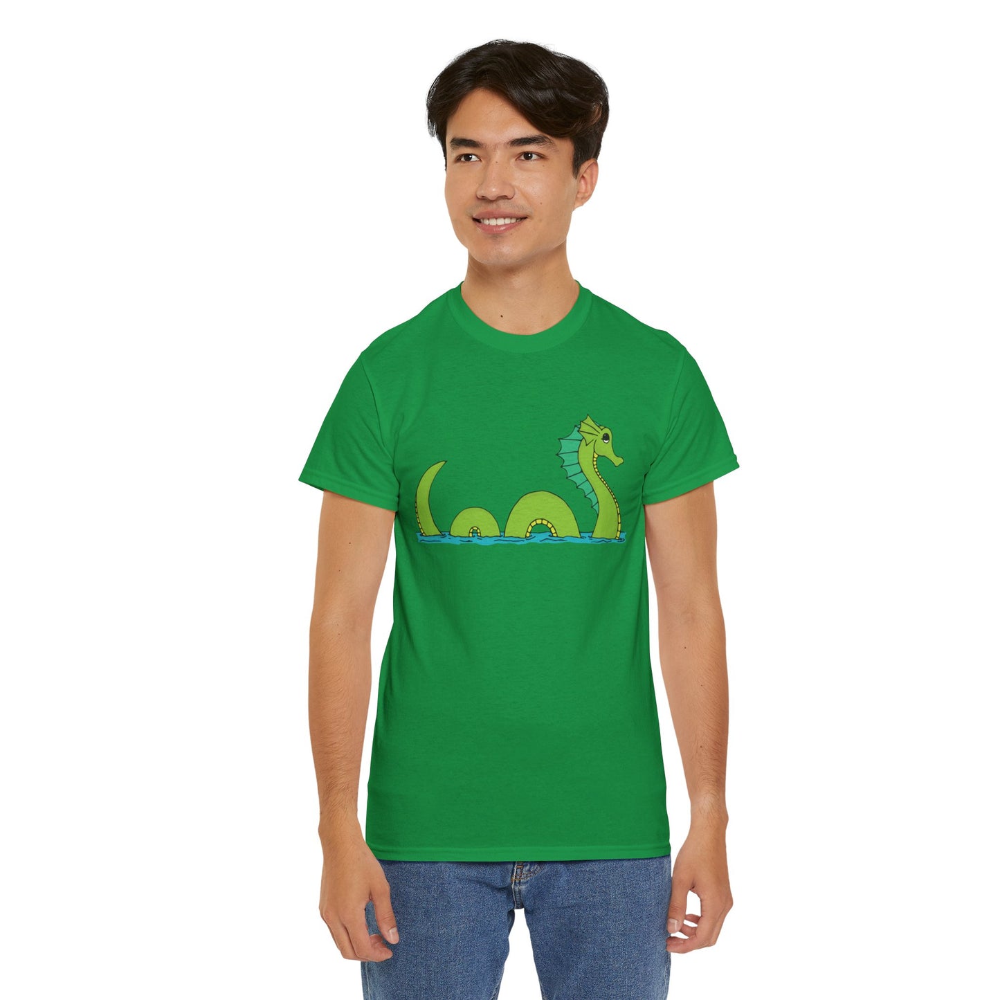 Sea Serpent T-shirt Unisex Heavy Cotton Tee - Mens Womens Loch Ness Sea Monster