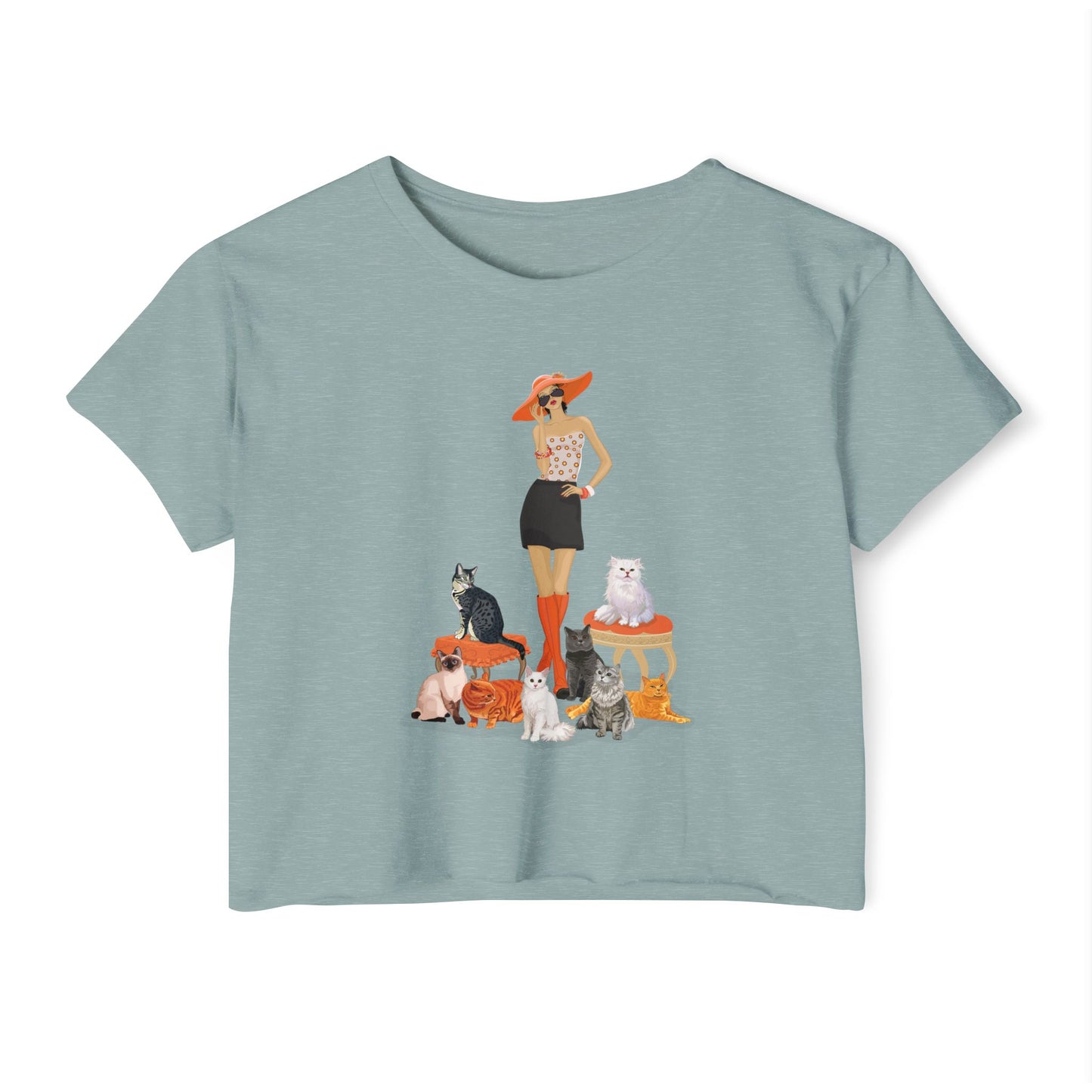 Childless Cat Lady Cropped T-shirt Women's Festival Crop Top - Crazy Cat Ladies Crop Tee, Child-free Short Sleeve Tops