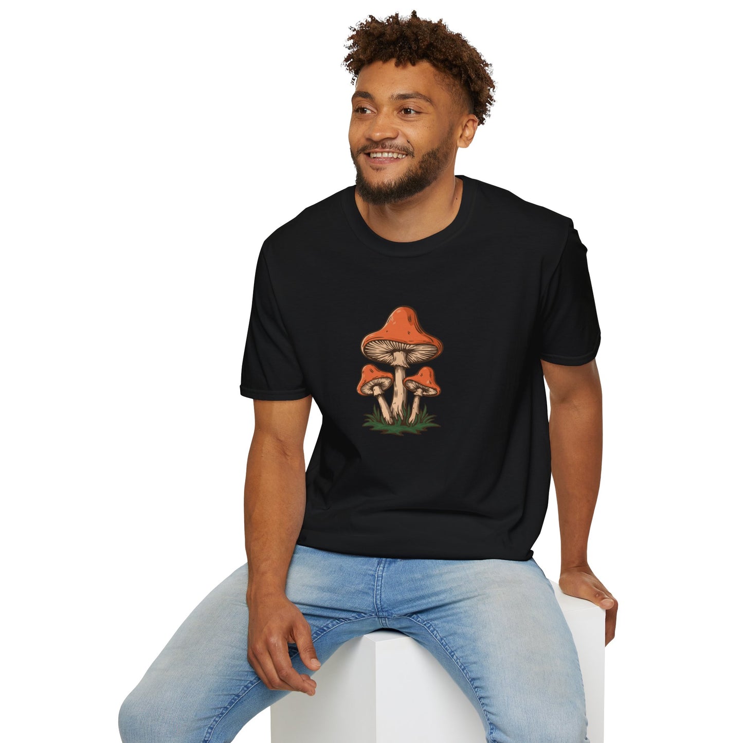 Retro Mushroom Soft T-Shirt - Unisex Softstyle T-Shirt Mens Womens Soft Tee