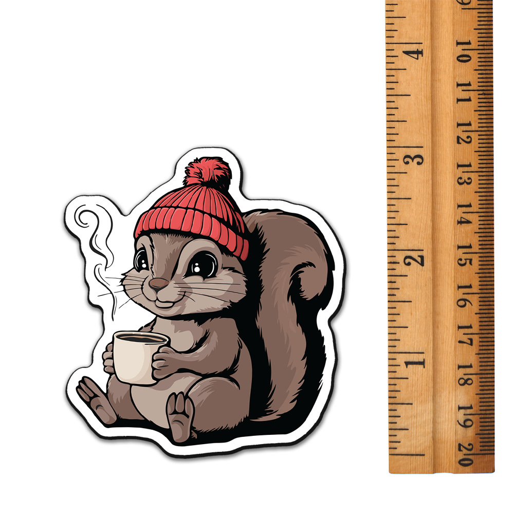 Cozy Squirrel Magnet - 3" Vinyl Fridge Magnets Indoor Outdoor Squirrels Fall Autumn