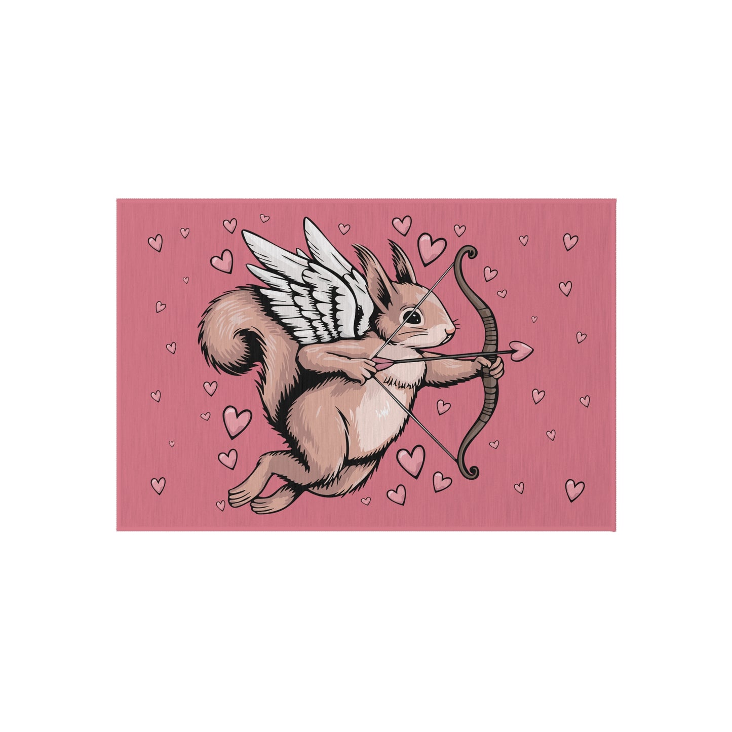Cupid Squirrel Valentine's Day Pink  Welcome Mat Outdoor Rug with Cupid Arrow Squirrels Seasonal Home Decorations