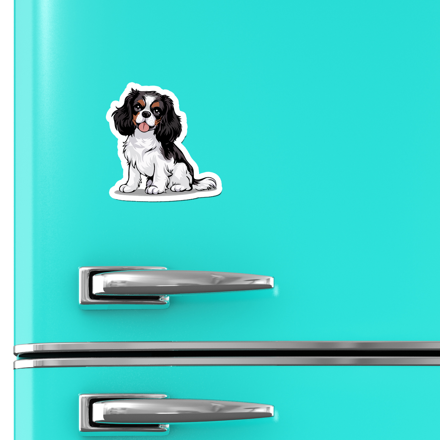 Cavalier King Charles Spaniel Magnets, 2 Pack Blenheim & Tricolor Cavaliers Dog Vinyl Fridge Magnet Bundle