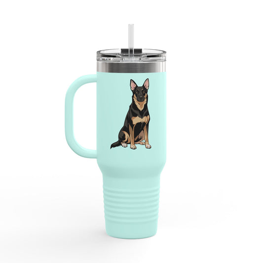 Buddy German Shepherd Dog Insulated Travel Mug, Dog Lover Gift, Pet Owner Present, Puppy Dogs Drinkware Coffee Mugs, Water Bottle