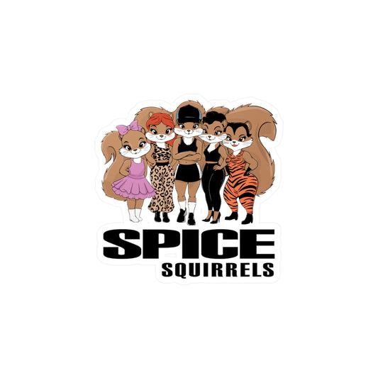 Spice Squirrels Vinyl Sticker Kiss-Cut Vinyl Decals with Funny 90's Pop Group Parody Squirrel Design