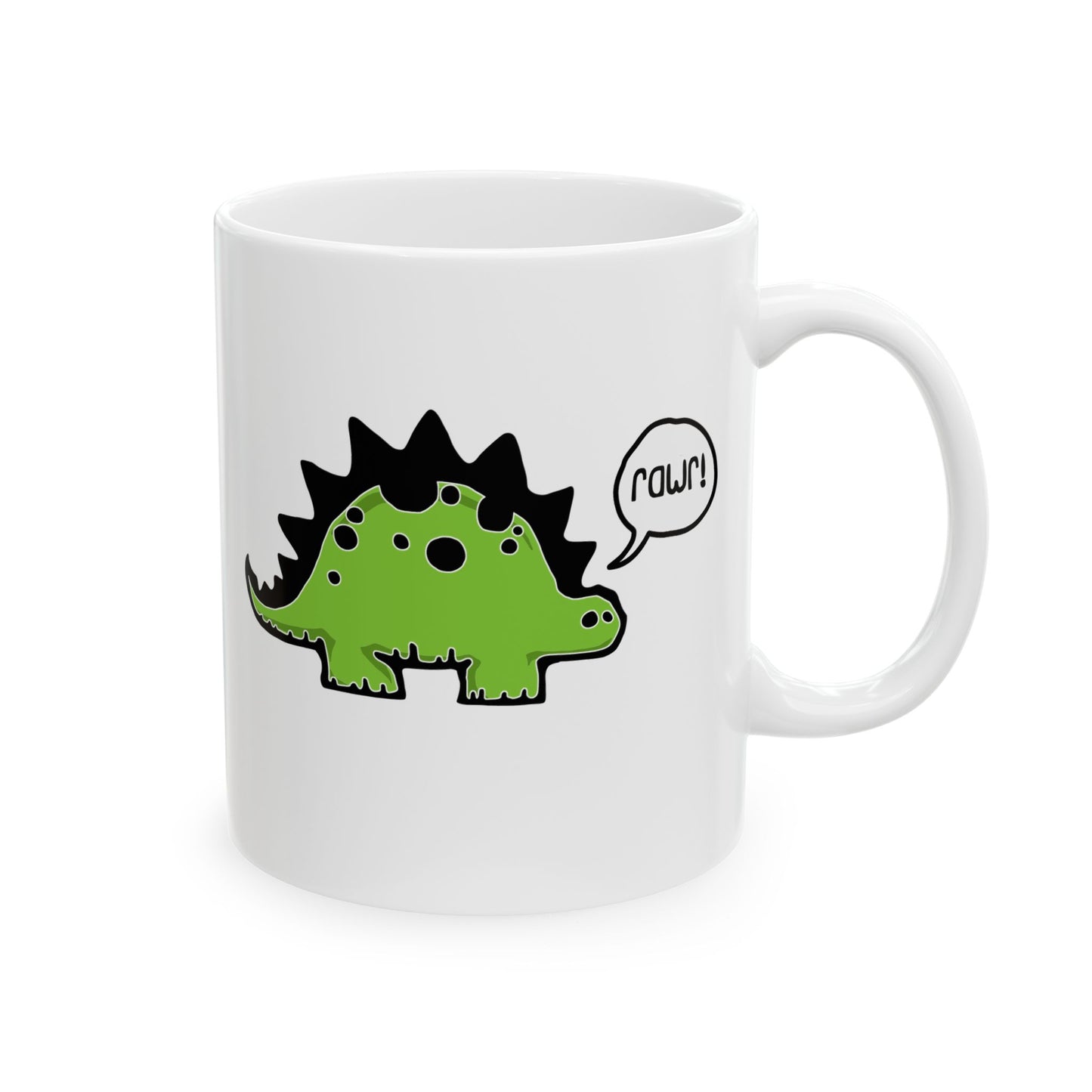 Rawr! Dino Stegosaurus Dinosaur Ceramic Coffee Tea Mug 11oz - Coffee Cup with Dinosaur Design