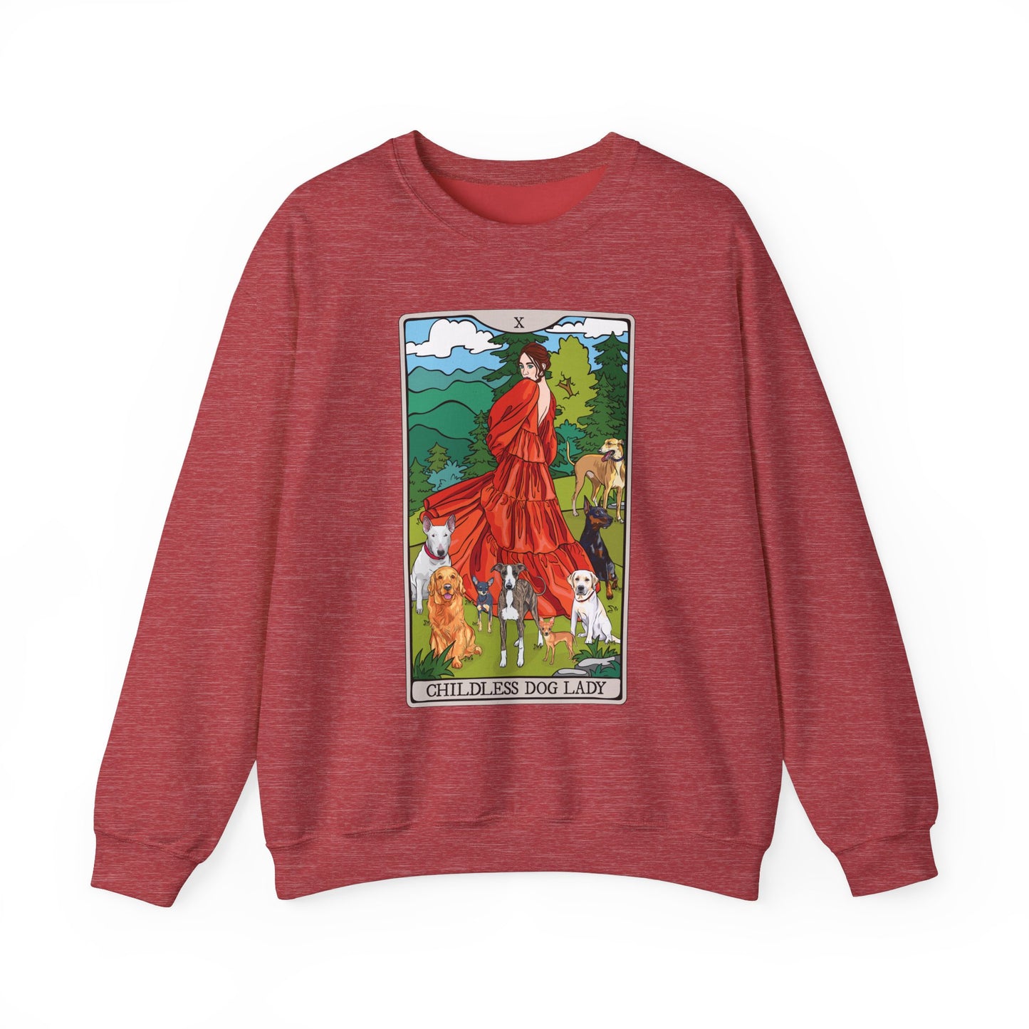 Childless Dog Lady Tarot Card Sweatshirt, Childless Women's Crewneck Sweater, Witchy Dog Lover Long Sleeve Shirt