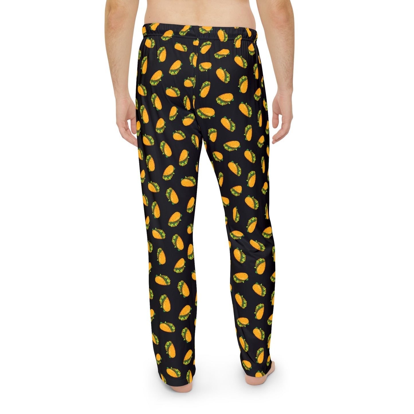 Taco Pattern Pajama Pants, Fun Novelty Tacos Pattern Black Pj Bottoms, Silly Mexican Food Print Loungewear Sleepwear Pajamas