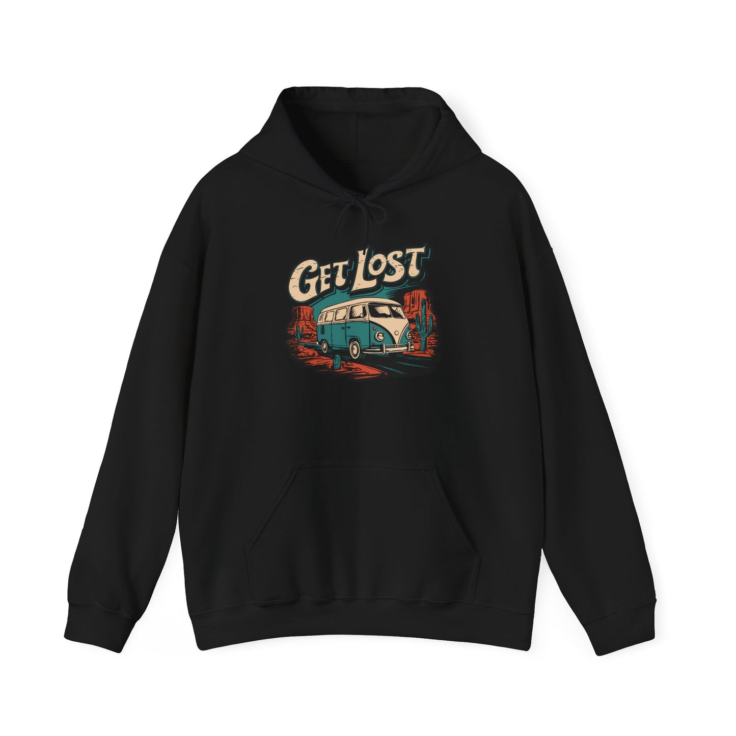 Get Lost Vintage Van Vanlife Utah Arizona Desert Roadtrip Hoodie Unisex Heavy Blend Hooded Sweatshirt Mens Womens