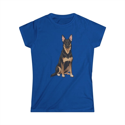 Buddy German Shepherd Dog T-shirt: Women's Semi-Fitted Tee, Dog Lover Shirt, Puppy Dogs Print Tshirt, Graphic Tees for Her, Dog Mom Gift