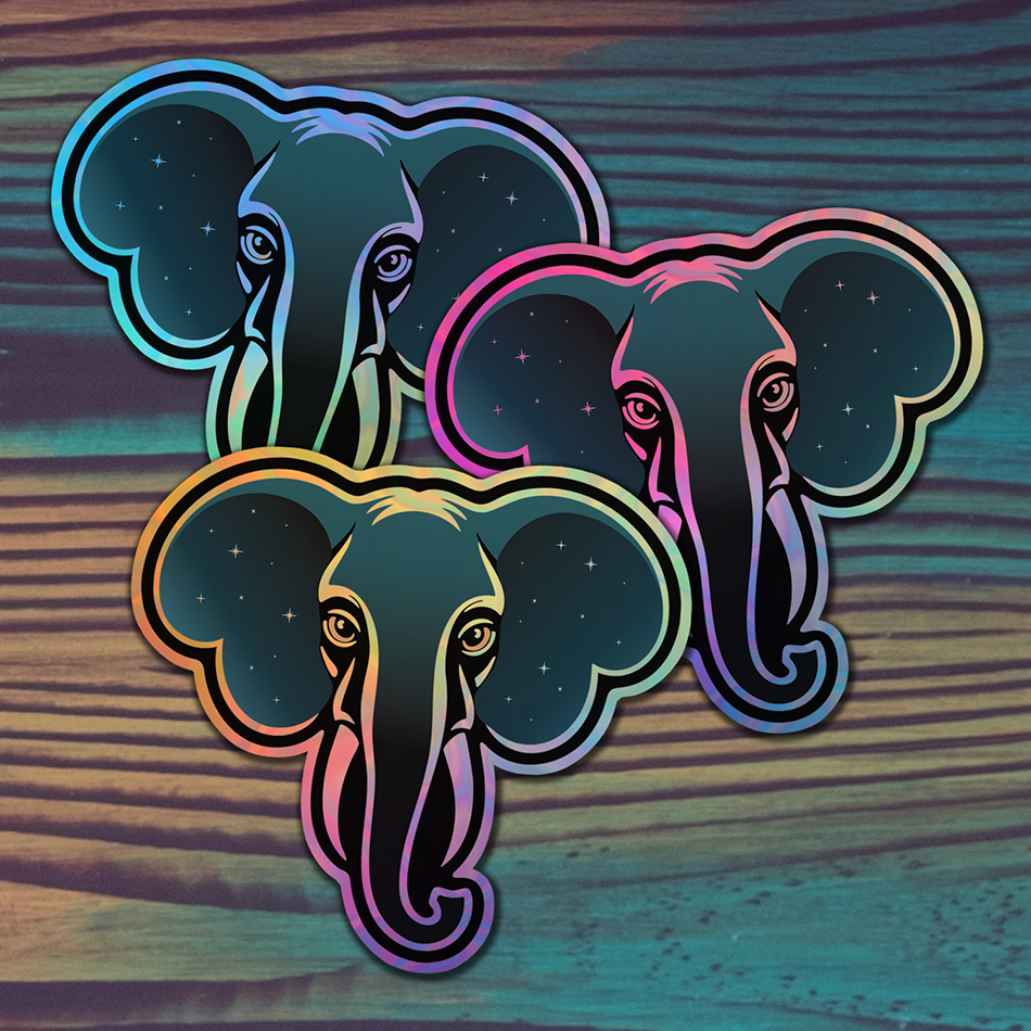 3" Holographic Celestial Elephant Stickers, Galactic Elephants Vinyl Decal Sticker Waterproof