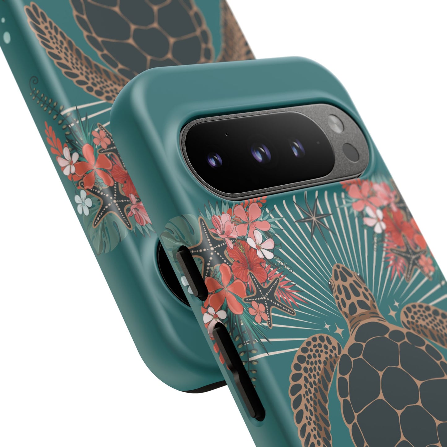 Sea Turtle Illustration Phone Case | Ocean Turtles Coral Floral Pattern Cell Phone Cases - Iphone, Google Pixel, Samsung - Matte Finish