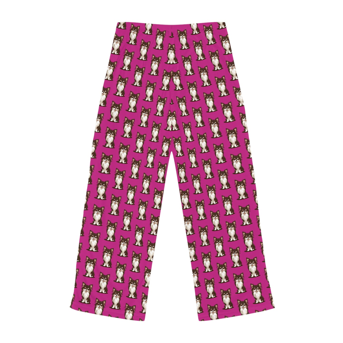 Long Haired Chihuahua Dog Hot Pink Women's Pajama Pants with Chihuahuas Puppy Pet Dog Pattern