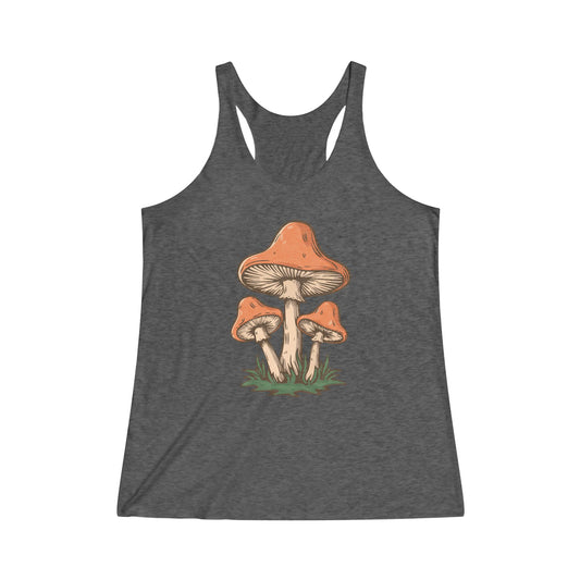 Retro Mushroom Women's Tank Top Tri-Blend Racerback Tank Top with Mushrooms Print