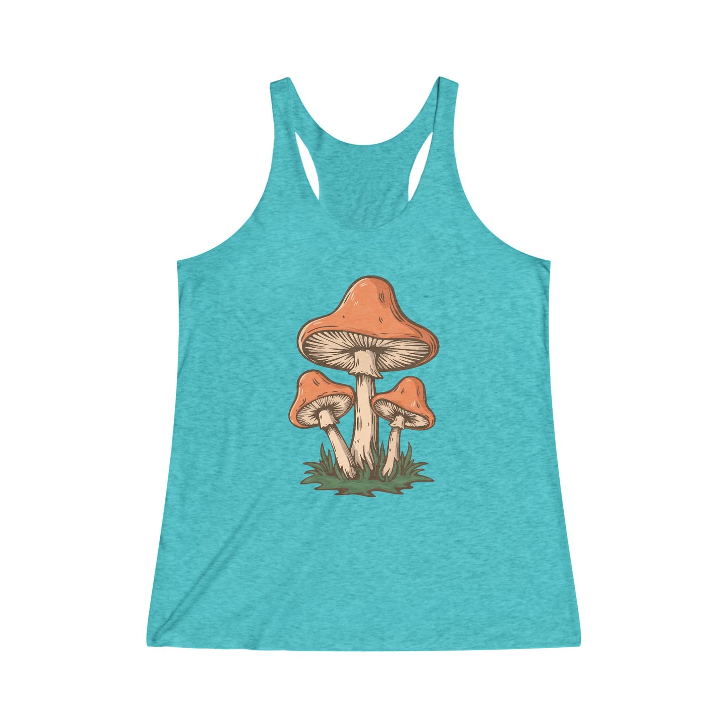 Retro Mushroom Women's Tank Top Tri-Blend Racerback Tank Top with Mushrooms Print