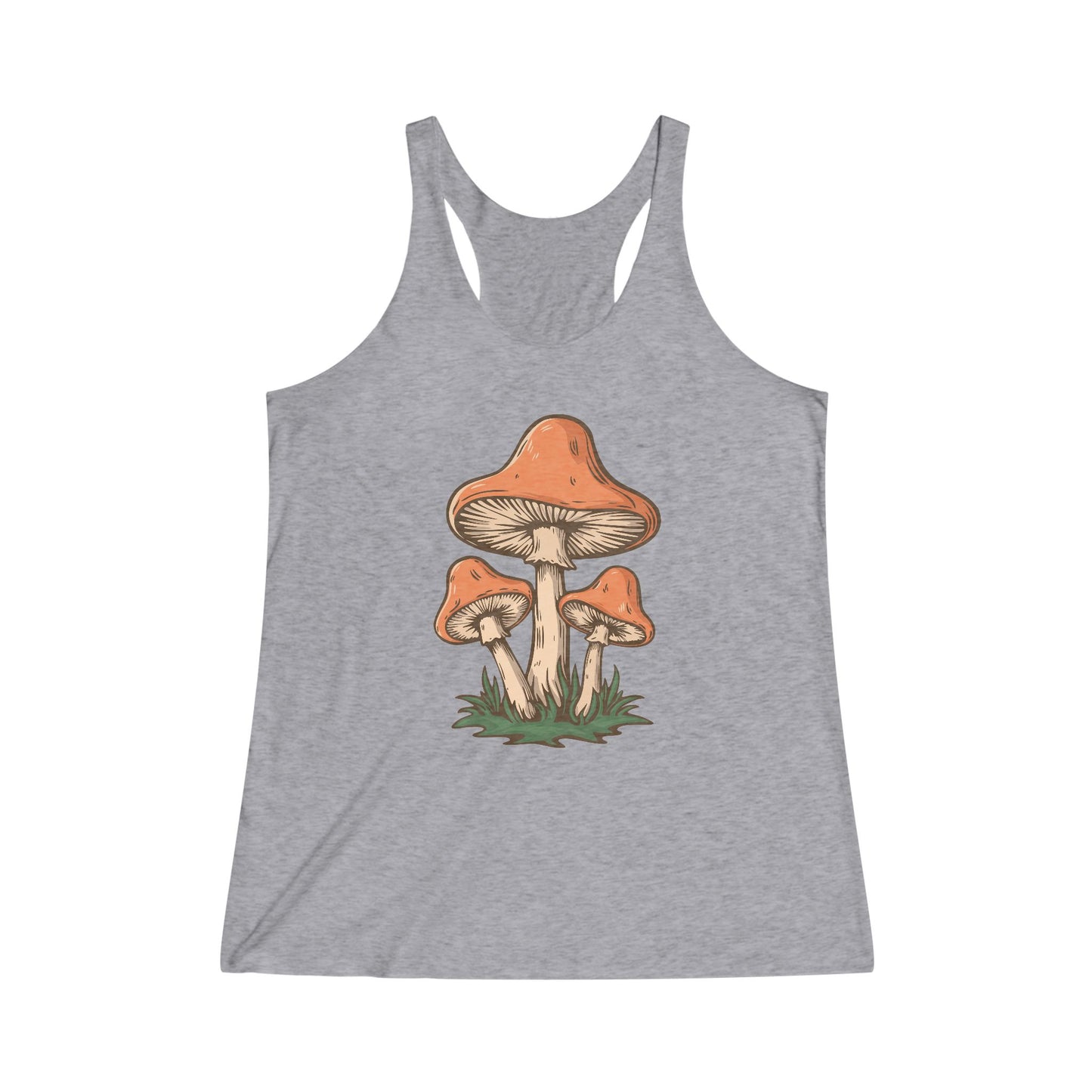 Retro Mushroom Women's Tank Top Tri-Blend Racerback Tank Top with Mushrooms Print