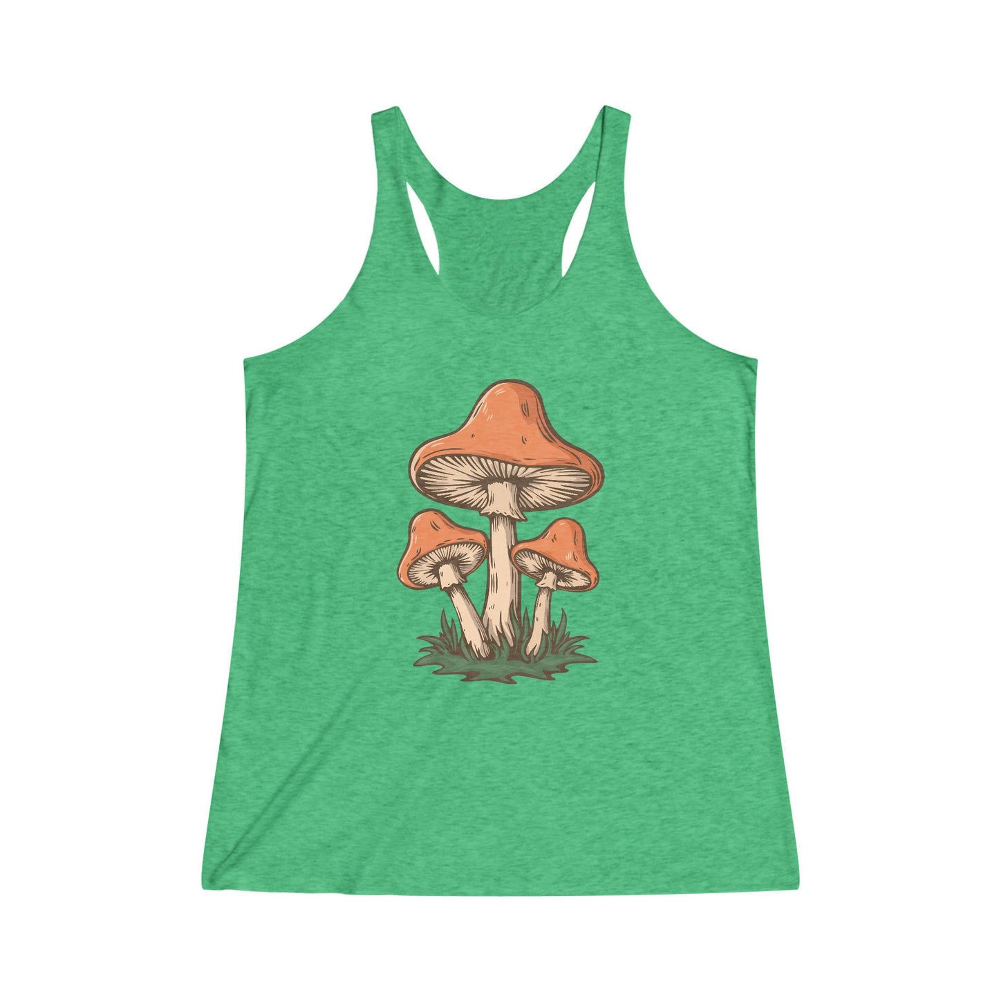 Retro Mushroom Women's Tank Top Tri-Blend Racerback Tank Top with Mushrooms Print