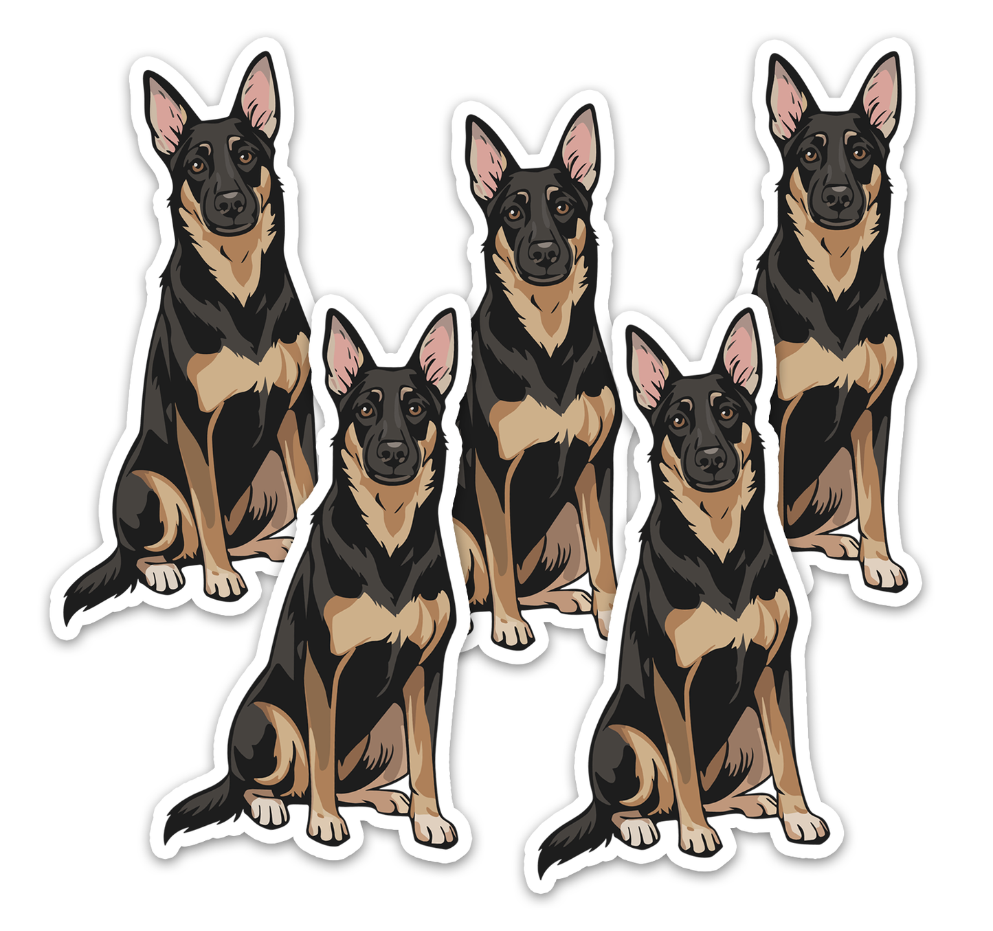 Buddy German Shepherd Dog Sticker - Vinyl Decal Stickers Black Brown Puppy Dogs Design Waterproof Cute Pup Pet Decals